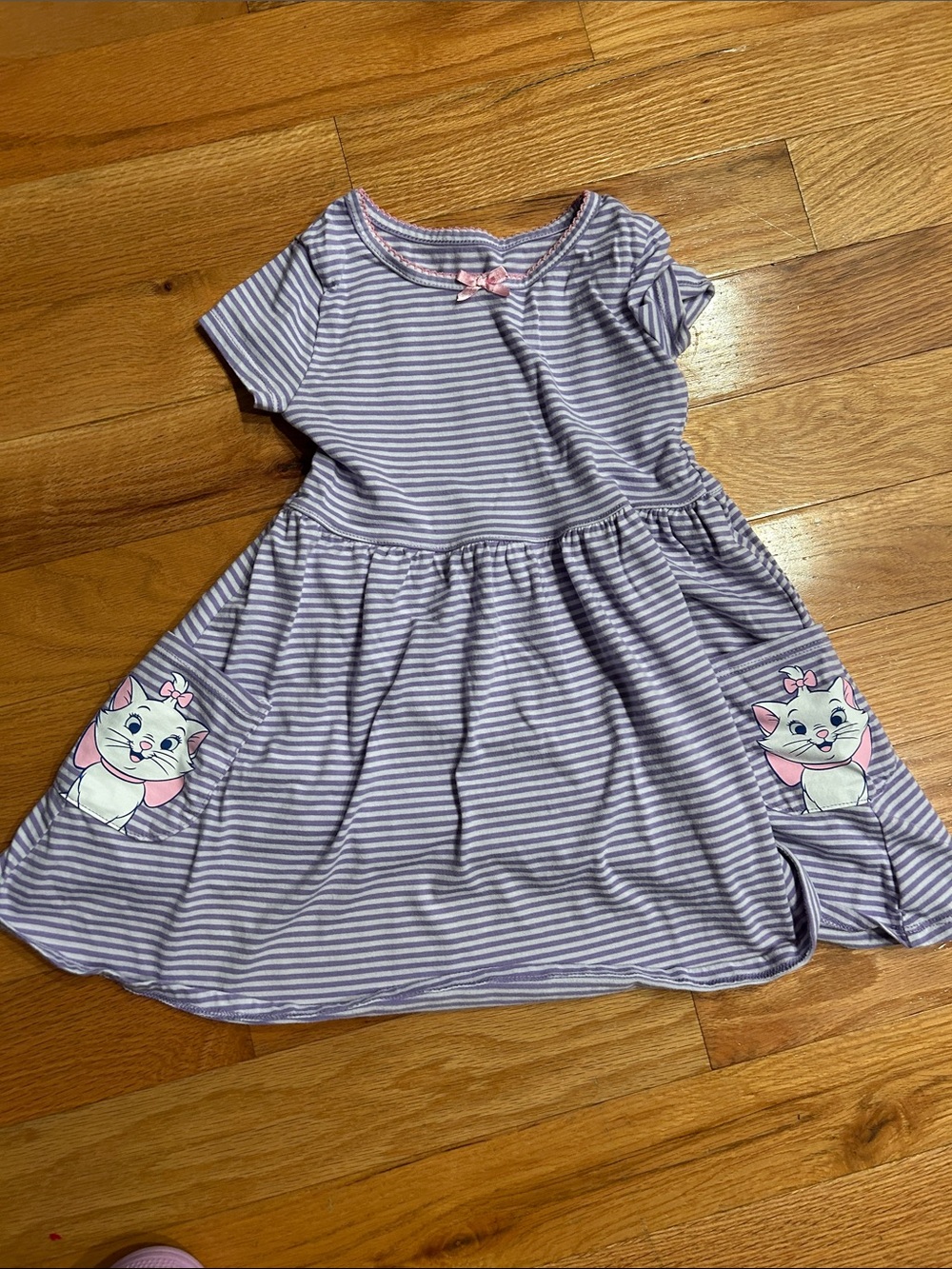 Disney Purple and White Striped Dress with Marie Cat Pockets